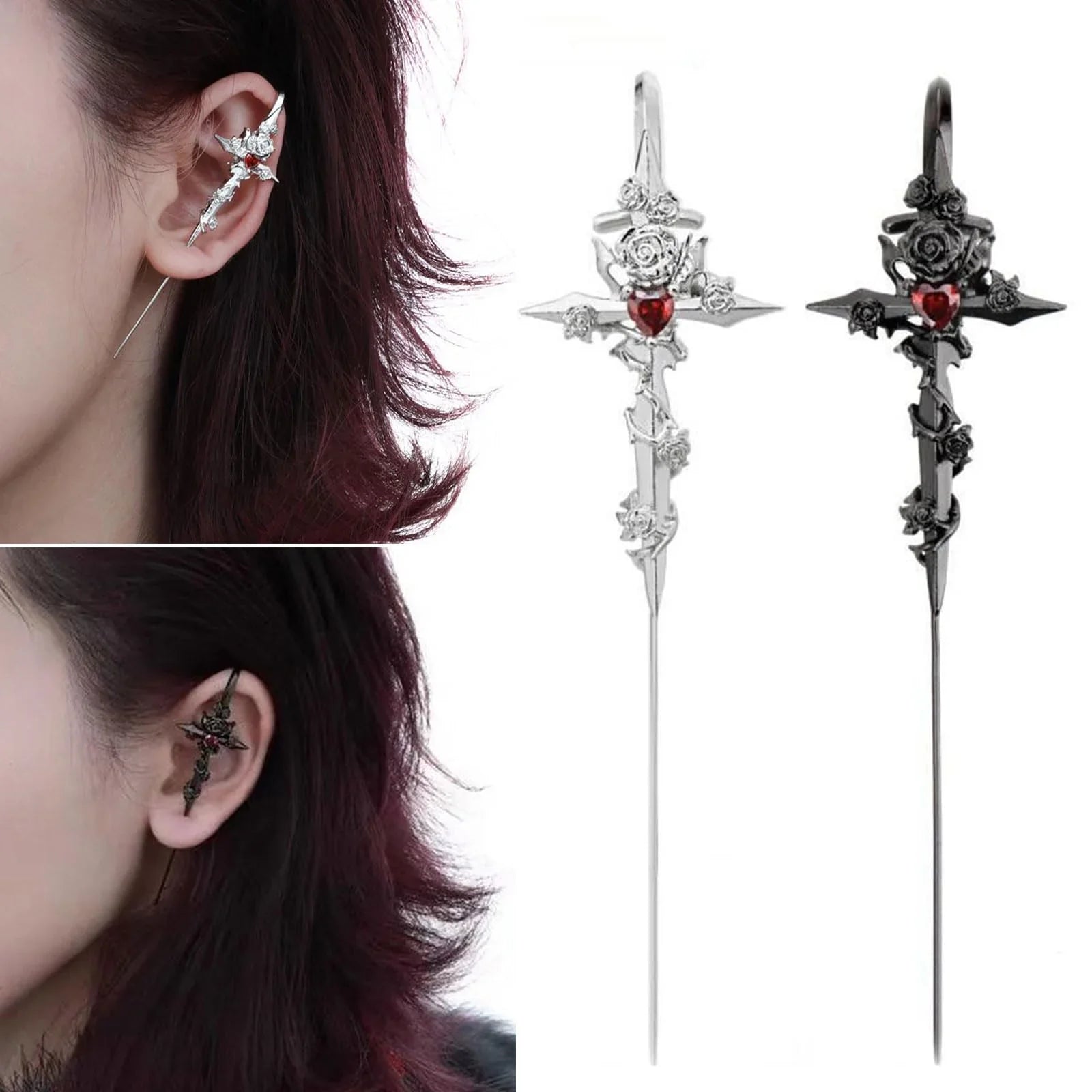 Bloodthorn Cross Earrings